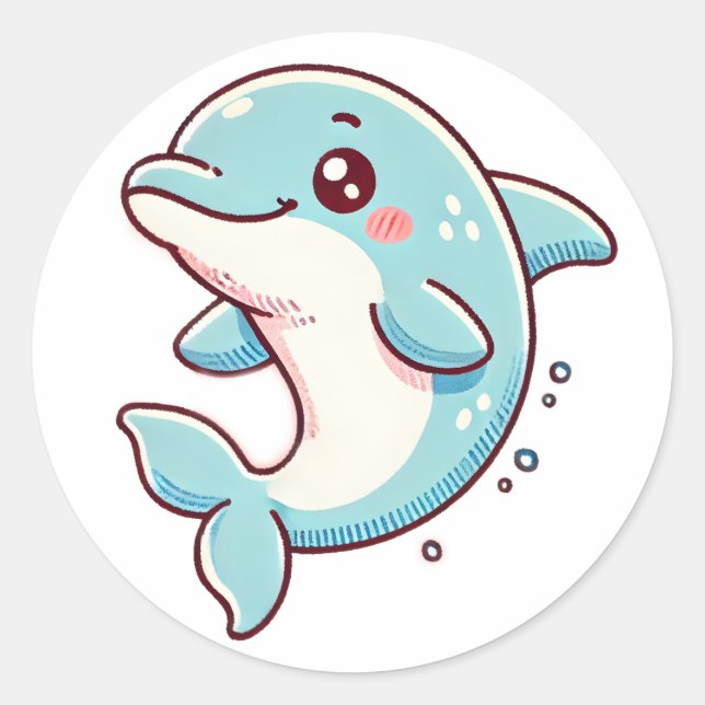 Sticker Dolphin mignon - Jouant et inspiré par l'o (Devant)