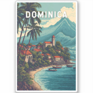 Sticker Dominique Illustration Art de Voyage Vintage