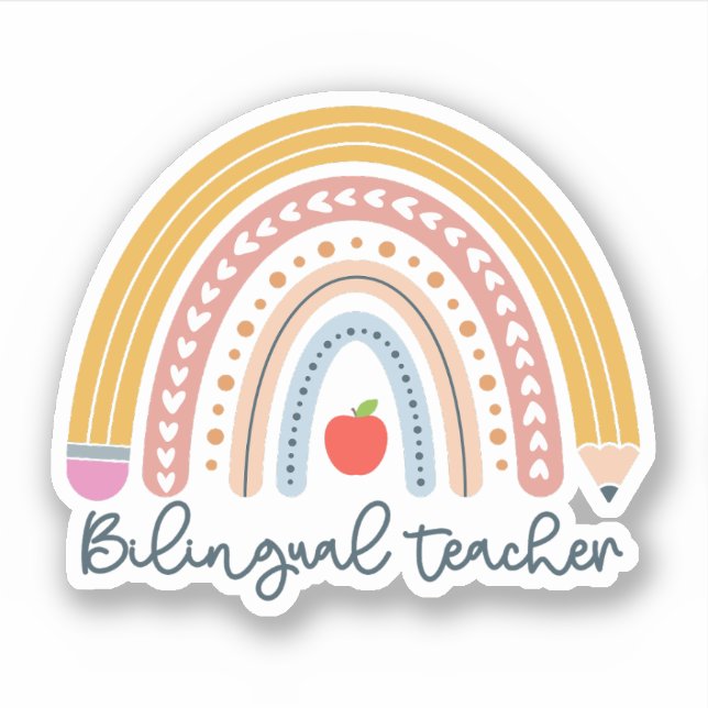 Sticker Don d'enseignant bilingue pour enseignant bilingue (Devant)