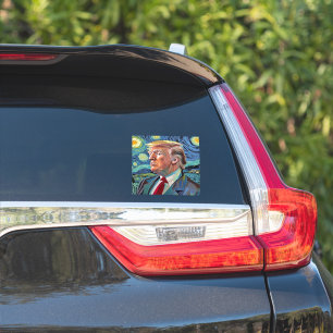 Sticker Donald Trump Starry Night Van Gogh Art Style 2024
