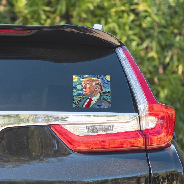 Sticker Donald Trump Starry Night Van Gogh Art Style 2024 (Côté voiture)