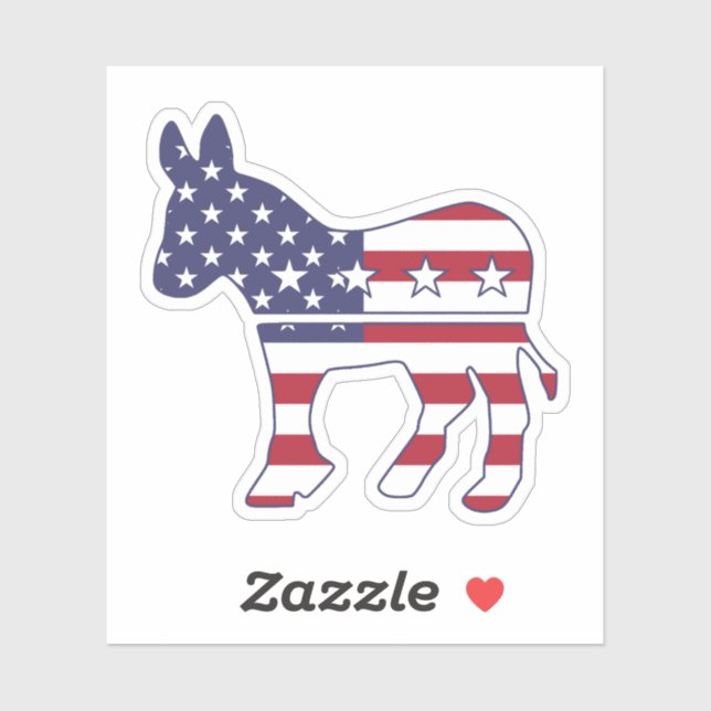 Sticker Donkey US Flag démocrate (Feuille)