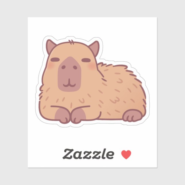 Sticker Doodle Capybara mignon reposant (Feuille)