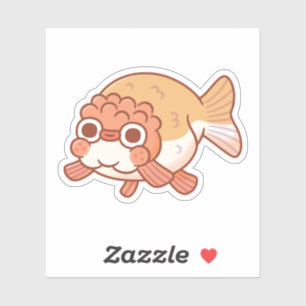 Sticker Doodle de poisson rouge mignon Derpy Ranchu