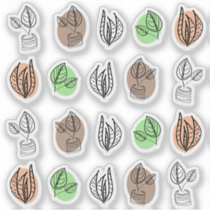 Sticker Doodles Plantes Abstraits