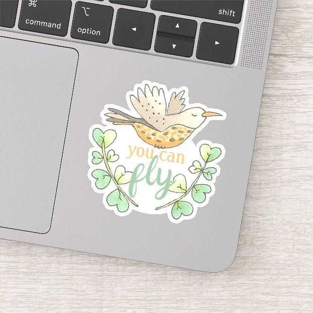 Sticker Douce Vous Pouvez Voler Oiseau avec Feuilles Motiv (Détail)