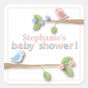 Sticker Douche pour bébé rose et bleu doux Birdie