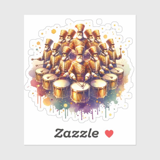 Sticker Douze tambours tambourinant Douze jours de Noël (Feuille)