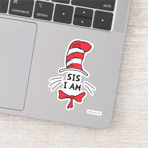 Sticker Dr Seuss   Chat dans le Casquette - Sis I am