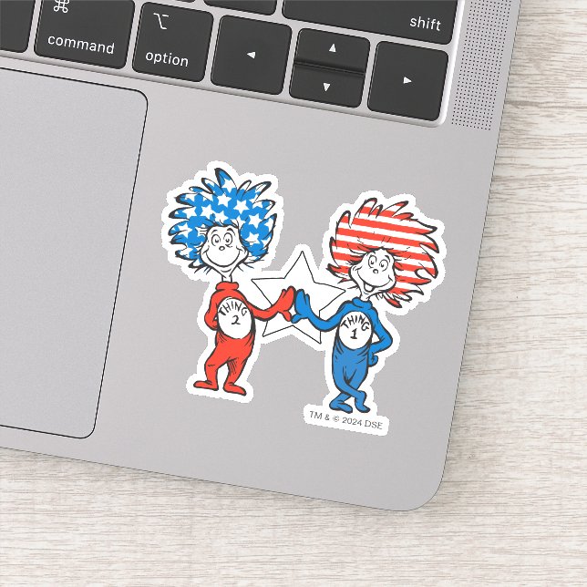 Sticker Dr Seuss | Une chose Deux graphiques patriotiques (Détail)