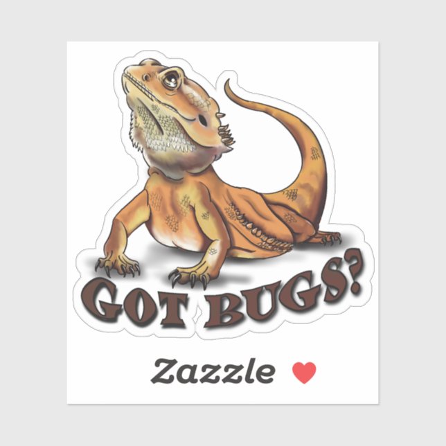 Sticker Dragon à tête "J'ai des bogues ?" Cute Lizard (Feuille)