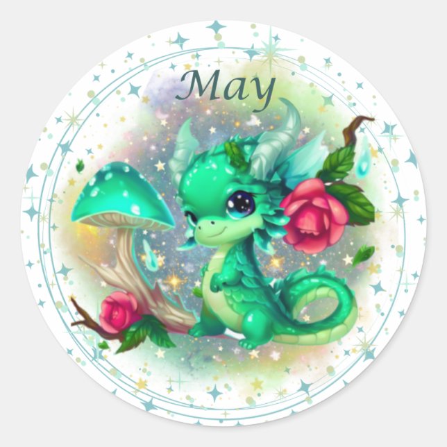 Sticker Dragon Birthstone May Emerald (Devant)