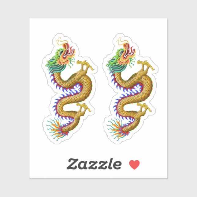 Sticker Dragon chinois jaune/or (Feuille)