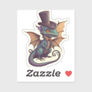Sticker Dragon de Dapper dans un chapeau