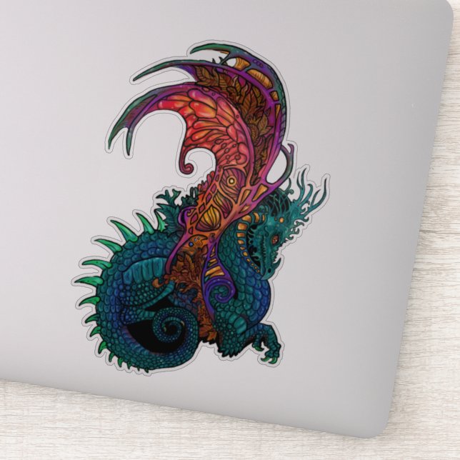 Sticker Dragon de style Art nouveau en couleur (Détail)