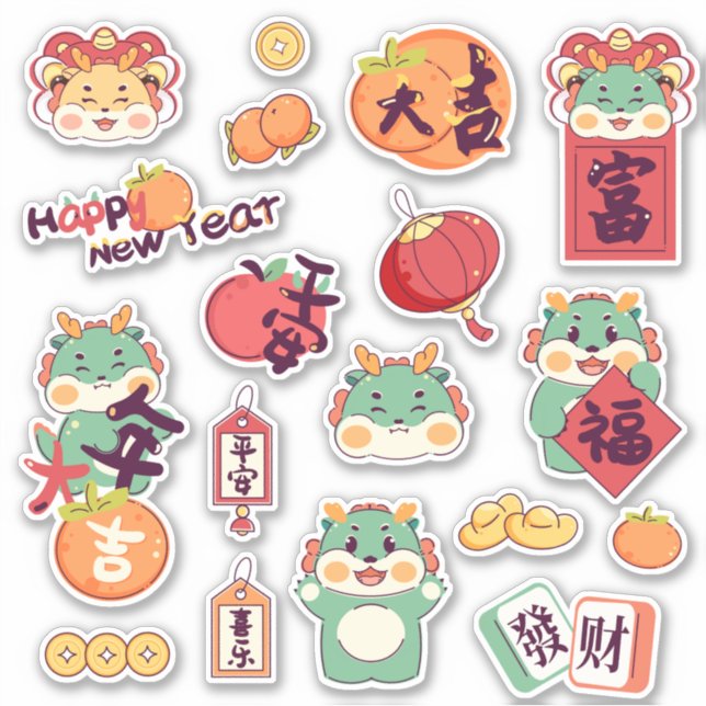 Sticker Dragon Festif 2024 Nouvel An Lunaire Chinois (Devant)