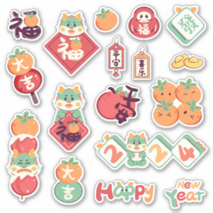 Sticker Dragon Festif 2024 Nouvel An Lunaire Chinois