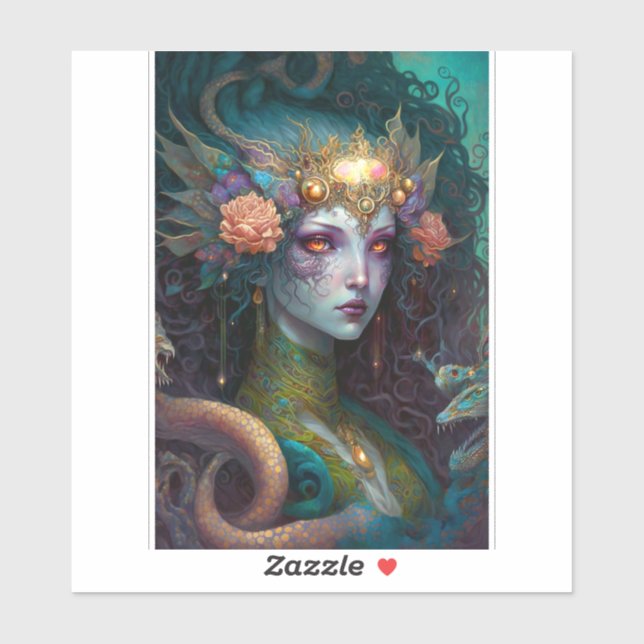 Sticker Dragon Goddess Queen Imaginaire Art (Feuille)