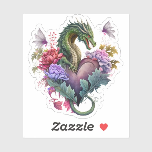 Sticker Dragon Heart Valentine's Day (Feuille)