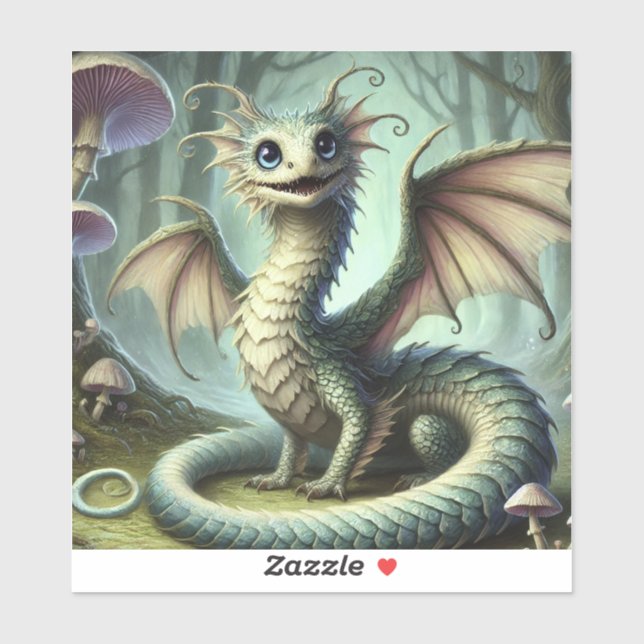Sticker Dragon Jabberwocky Cute Imaginaire Créature Art (Feuille)