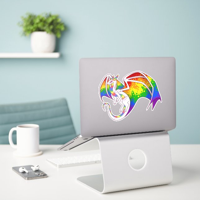 Sticker Dragon Rainbow Pride (Ordinateur portable sur le bureau)