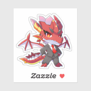 Sticker Dragon rouge en costume