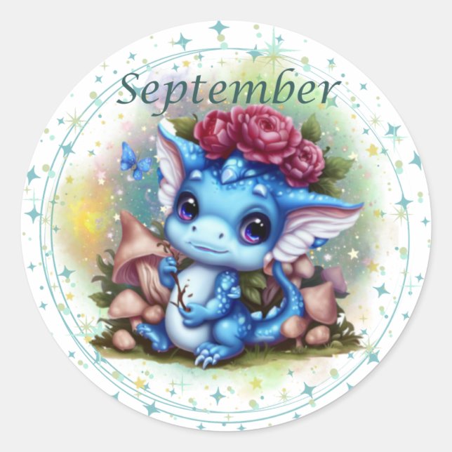 Sticker Dragon Sapphire de septembre Birthstone (Devant)