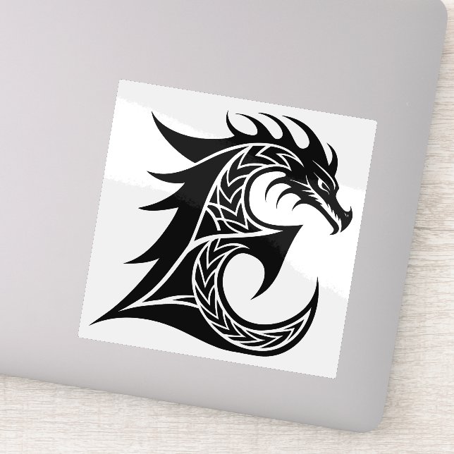 Sticker Dragon Styled Letter E, Dragon Alphabet, Monogram (Détail)