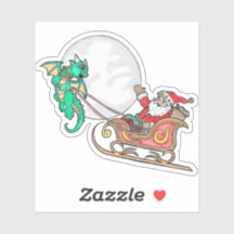 Dragon tirant Père Noël à la traîne