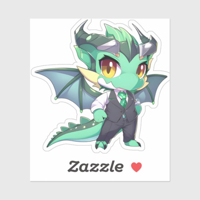 Sticker Dragon vert en costume (Feuille)