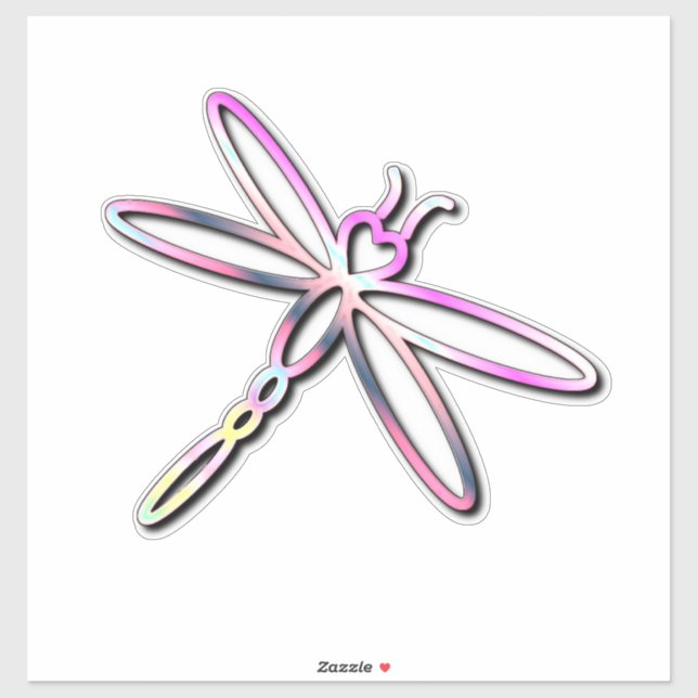Sticker Dragonfly avec tête cardiaque (Feuille)