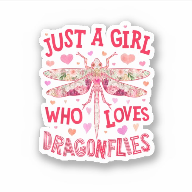 Sticker Dragonfly Just a Girl Who Log Bug Insect Flower (Devant)
