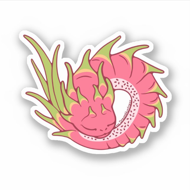 Sticker Dragonfruit mignon Dragon Sweet Sleeping Baby (Devant)