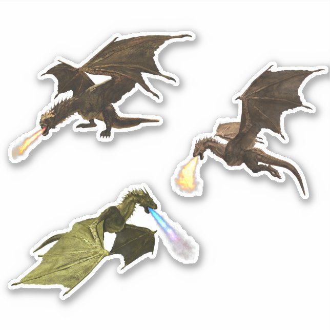 Sticker Dragons de respiration incendie Wyvern (Devant)
