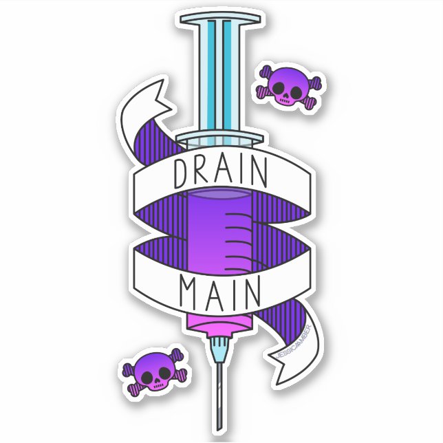 Sticker Drain principal Gamer Purple Cartographie Syringe (Devant)