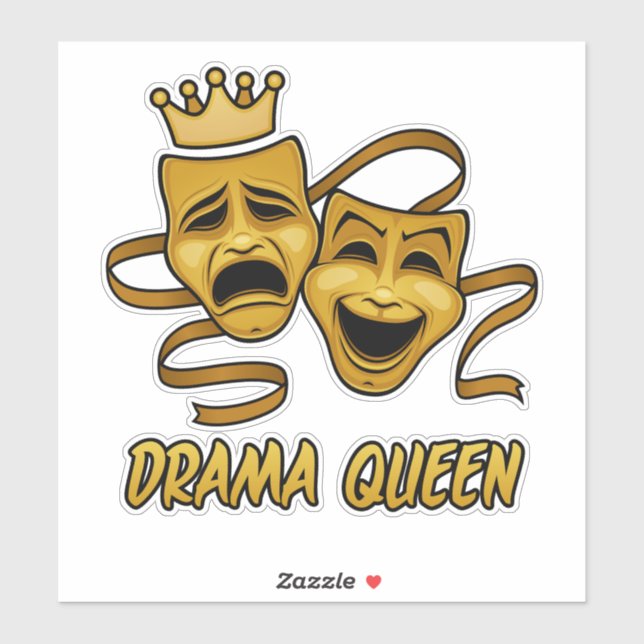 Sticker Drama Queen Comédie Et Tragédie Gold Theatre Masqu (Feuille)