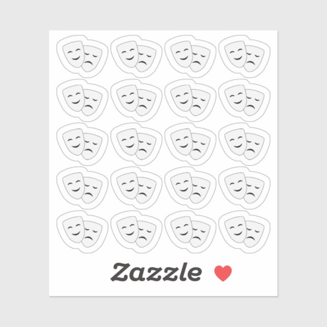 Sticker Drame musical Comédie Tragédie Masque Théâtre Plan (Feuille)