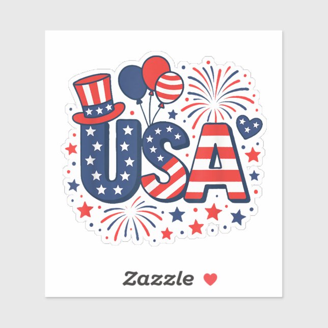 Sticker Drapeau américain 4 juillet (Feuille)