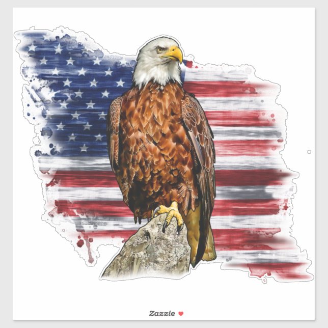 Sticker Drapeau américain de l'aigle chauve Patriotique (Feuille)