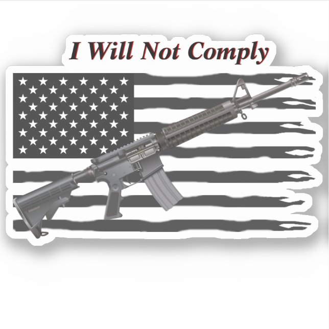 Sticker Drapeau américain déchiré Je Ne Me Conforme Pas Au (Devant)
