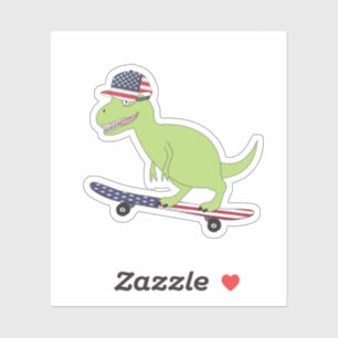 Sticker Drapeau américain Dinosaure Skate