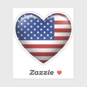 Sticker Drapeau américain   Icône Coeur 3D