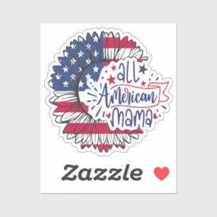 Sticker Drapeau américain Mama USA Rouge Blanc Bleu Patrio