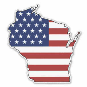 Sticker Drapeau américain Wisconsin