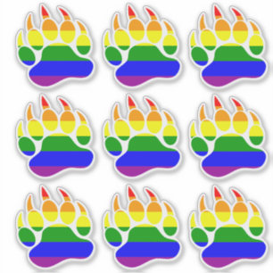 Sticker Drapeau Arc-en-ciel Patte d'Ours