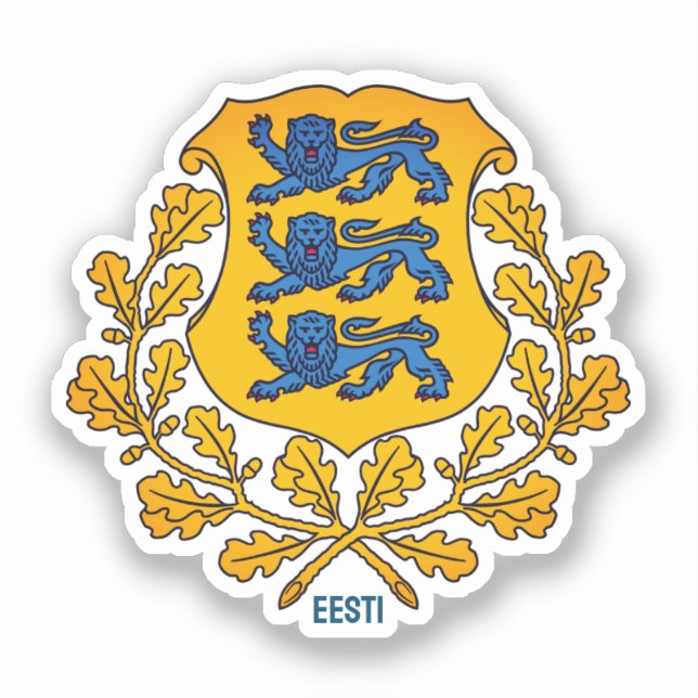 Sticker Drapeau/armoiries de l'Estonie (Recto)