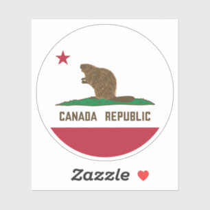 Sticker Drapeau Beaver Canada Republic California
