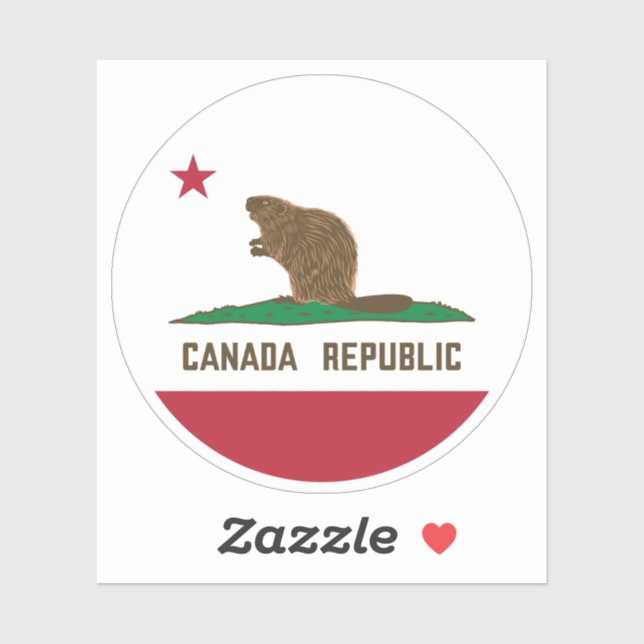 Sticker Drapeau Beaver Canada Republic California (Feuille)