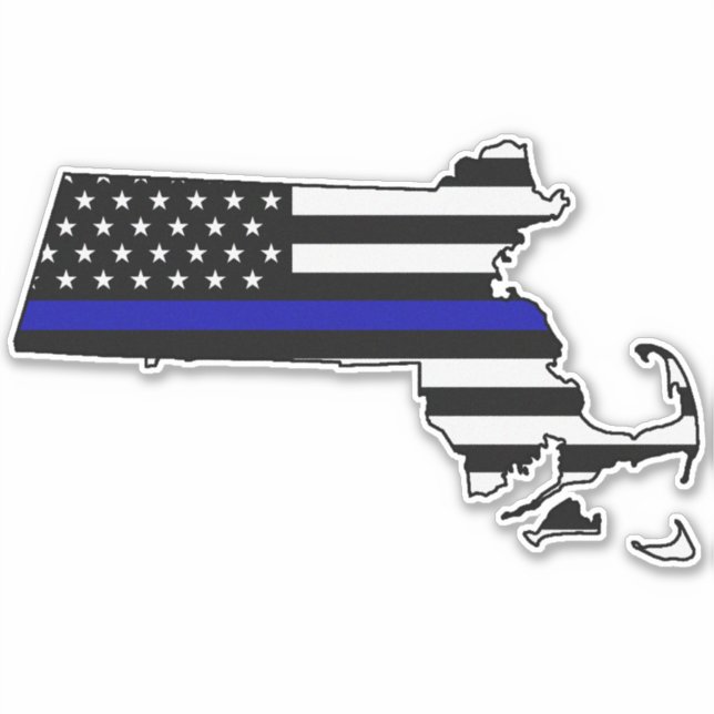 Sticker Drapeau bleu fin Massachusetts (Devant)