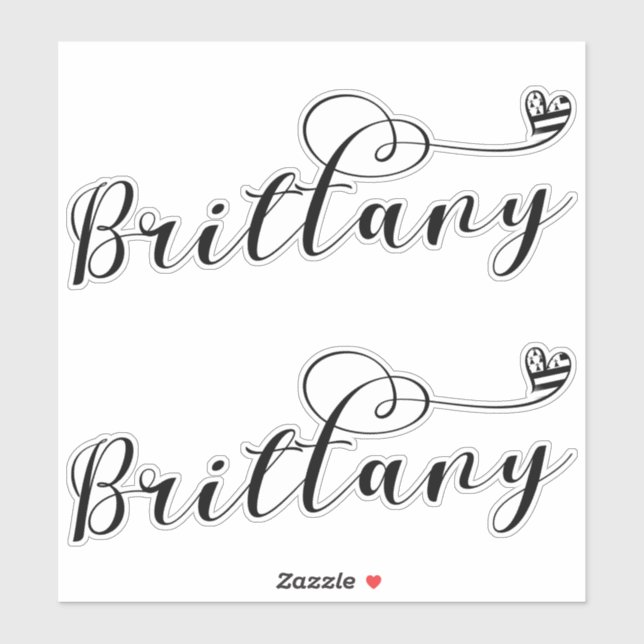 Sticker Drapeau breton en coeur, Breton (Feuille)